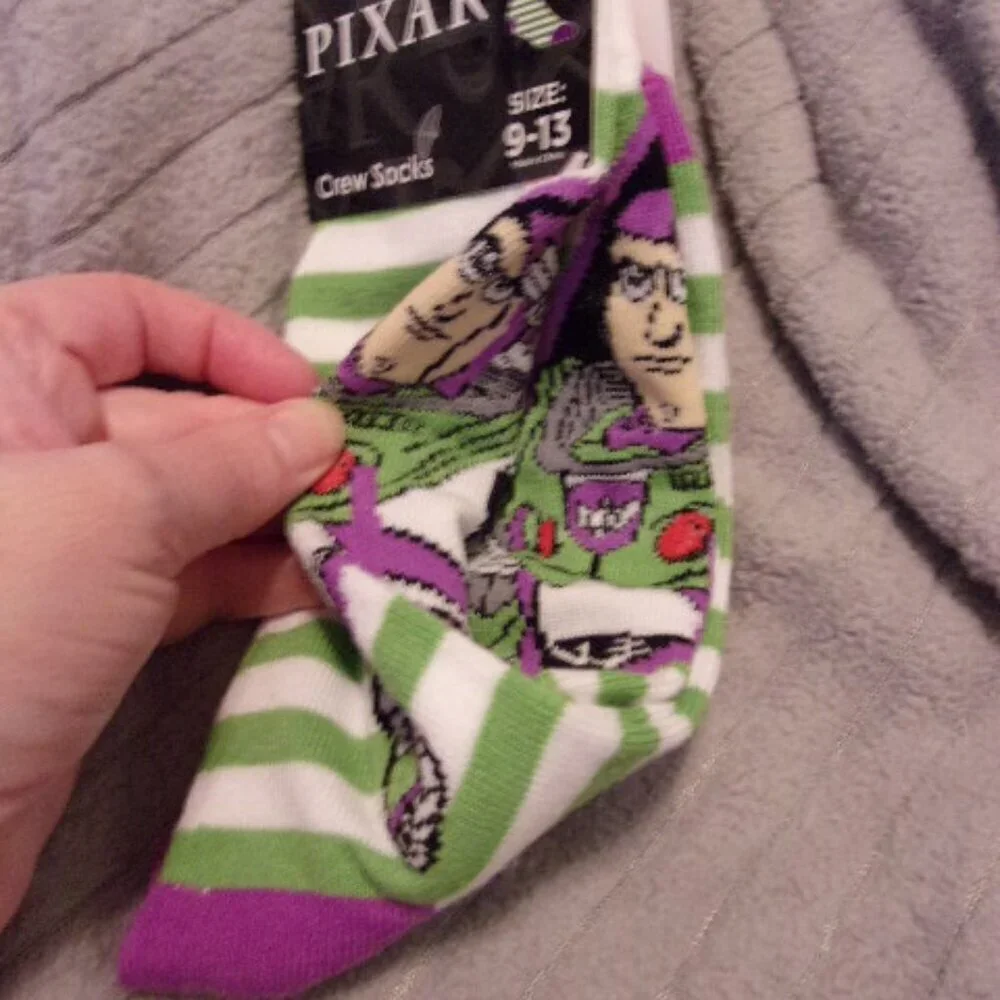 New Pixar Disney Crew Socks Buzz Lightyear from Toy story 9-13